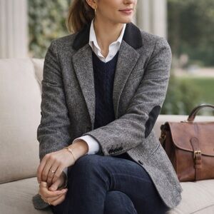 BDG Tweed Blazer w Elbow Patches Size L | Preppy Academic Ralph Lauren Inspired